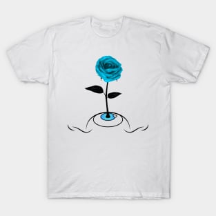 Blue Rose Blooming From Eye / Light Clothes T-Shirt